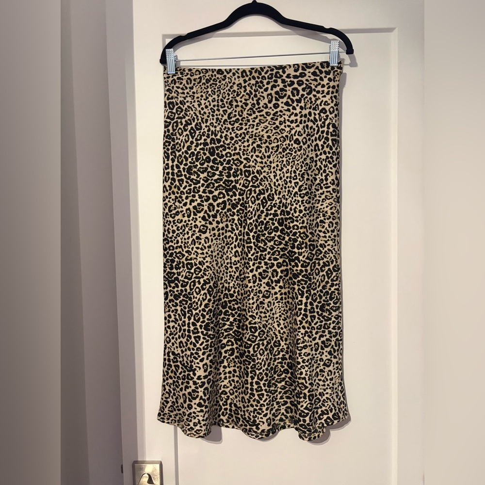 re:named Animal Print MIDI Satin Skirt Size Medium